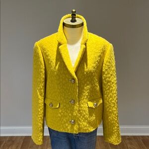 SOLD NEW! Kate Spade Vibrant Yellow wool blend ladylike Textured Blazer size 14